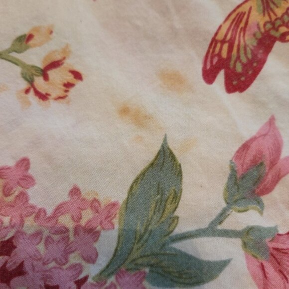 April Cornell Floral Cotton Oval Tablecloth Peony Butterflies Pink AS IS 78x78 - Picture 6 of 9
